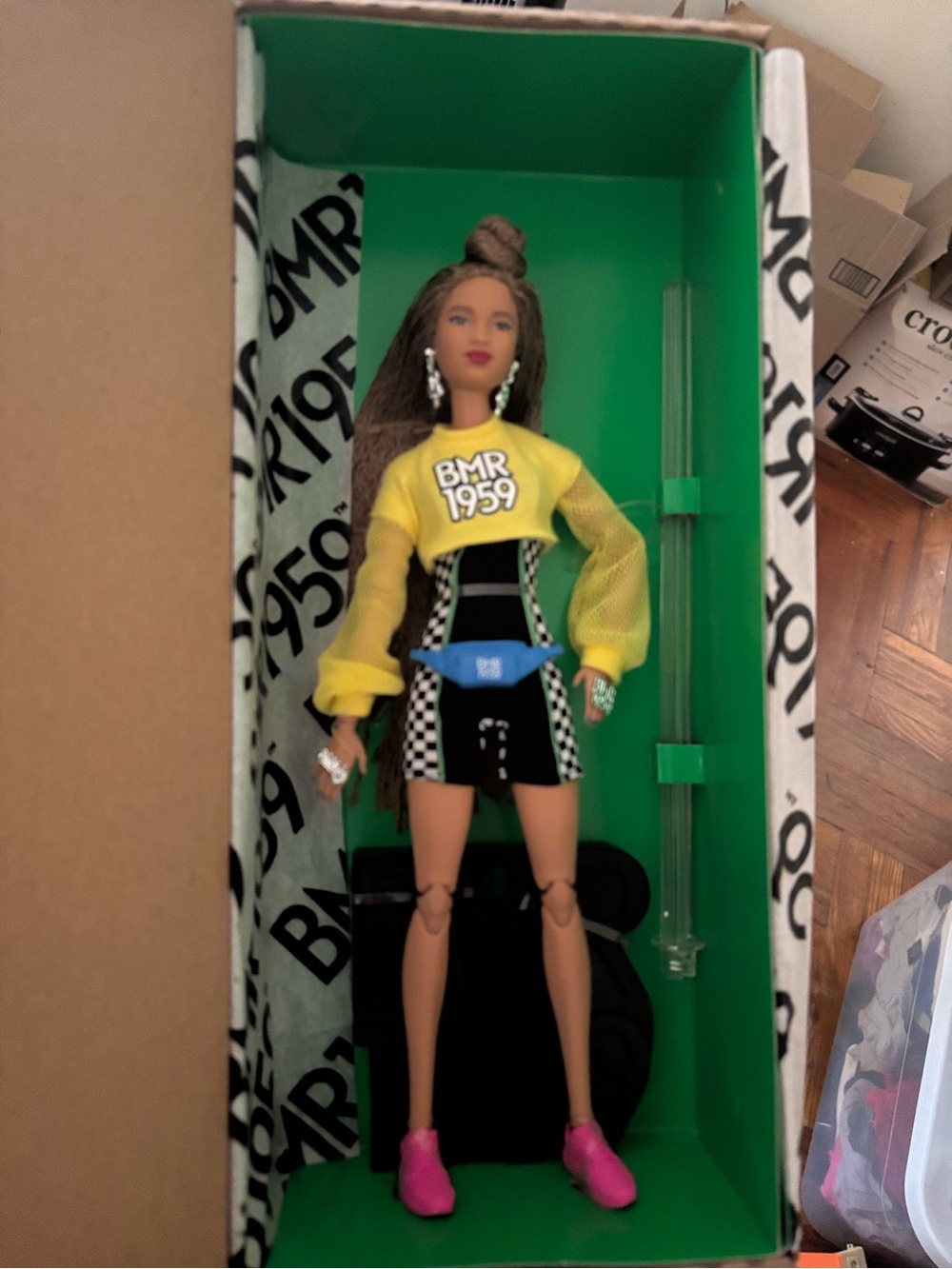 BMR1959 Yellow Mesh-Sleeve Fashion Doll Outfit